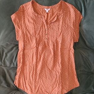 Sonoma Pink Relaxed Buttoned Blouse with Mandarin Collar